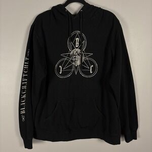 Blackcraft Cult Adult Large Black Skulls Symbols Pullover Hooded Sweatshirt